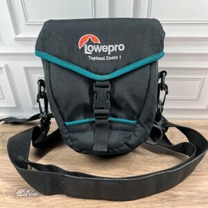 Lowepro Topload Zoom 1 Camera‎ Bag Small Black Teal Padded DSLR Case